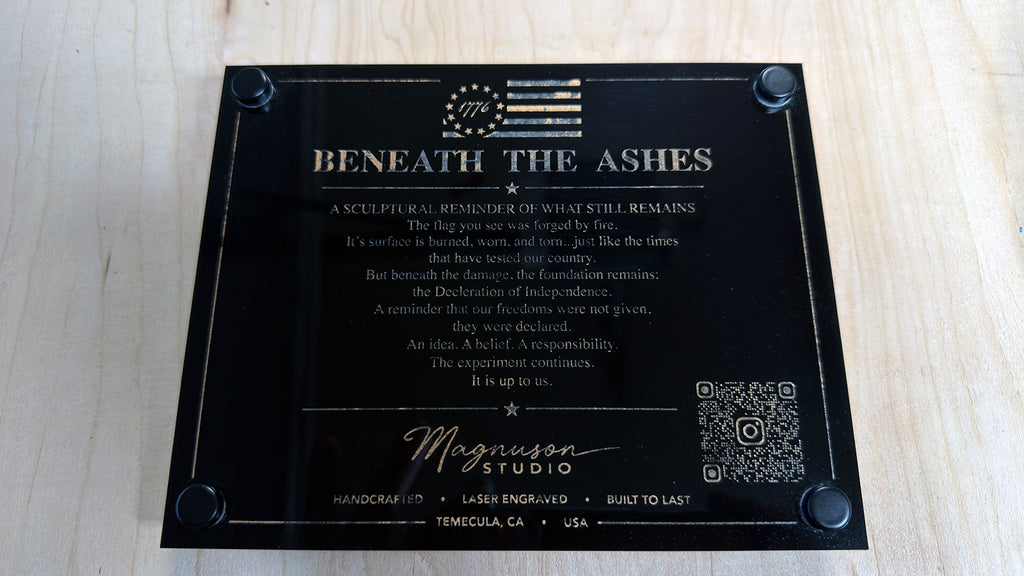 Beneath the Ashes: Tactical 1776 Waving Flag & Declaration of Independence Sculpture