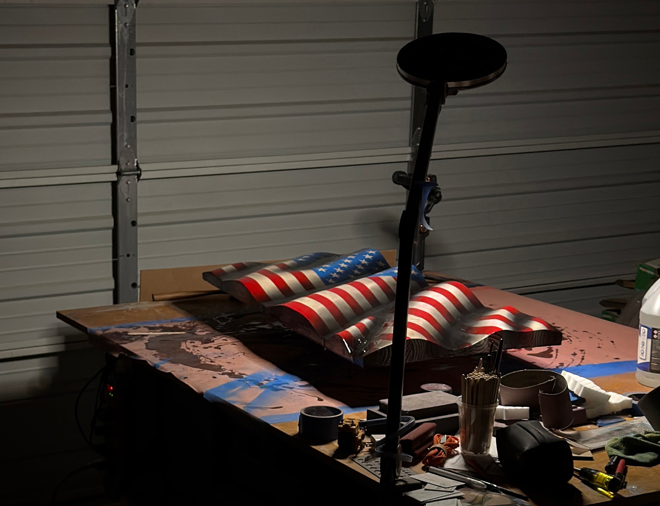 The Heritage Edition: Hand-Sculpted Waving Wooden American Flag