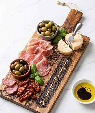 Italia Laser-Engraved Charcuterie Board - Personalized Heirloom Serving Tray