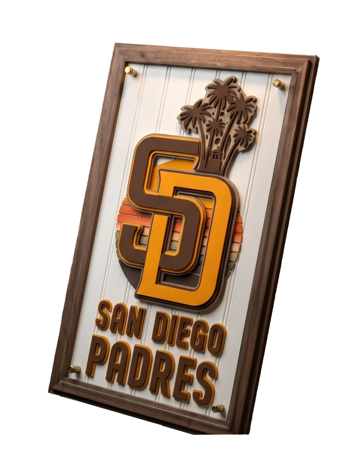 San Diego Padres Custom 3D Sports Plaque - Wood, Solid Walnut & Acrylic