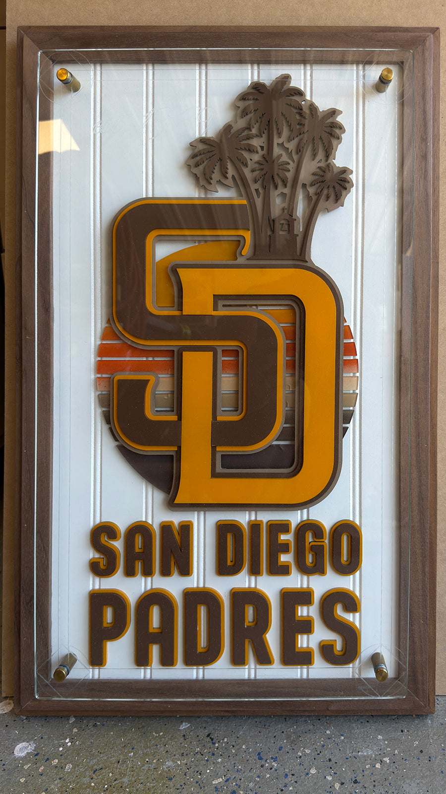 San Diego Padres Custom 3D Sports Plaque - Wood, Solid Walnut & Acrylic