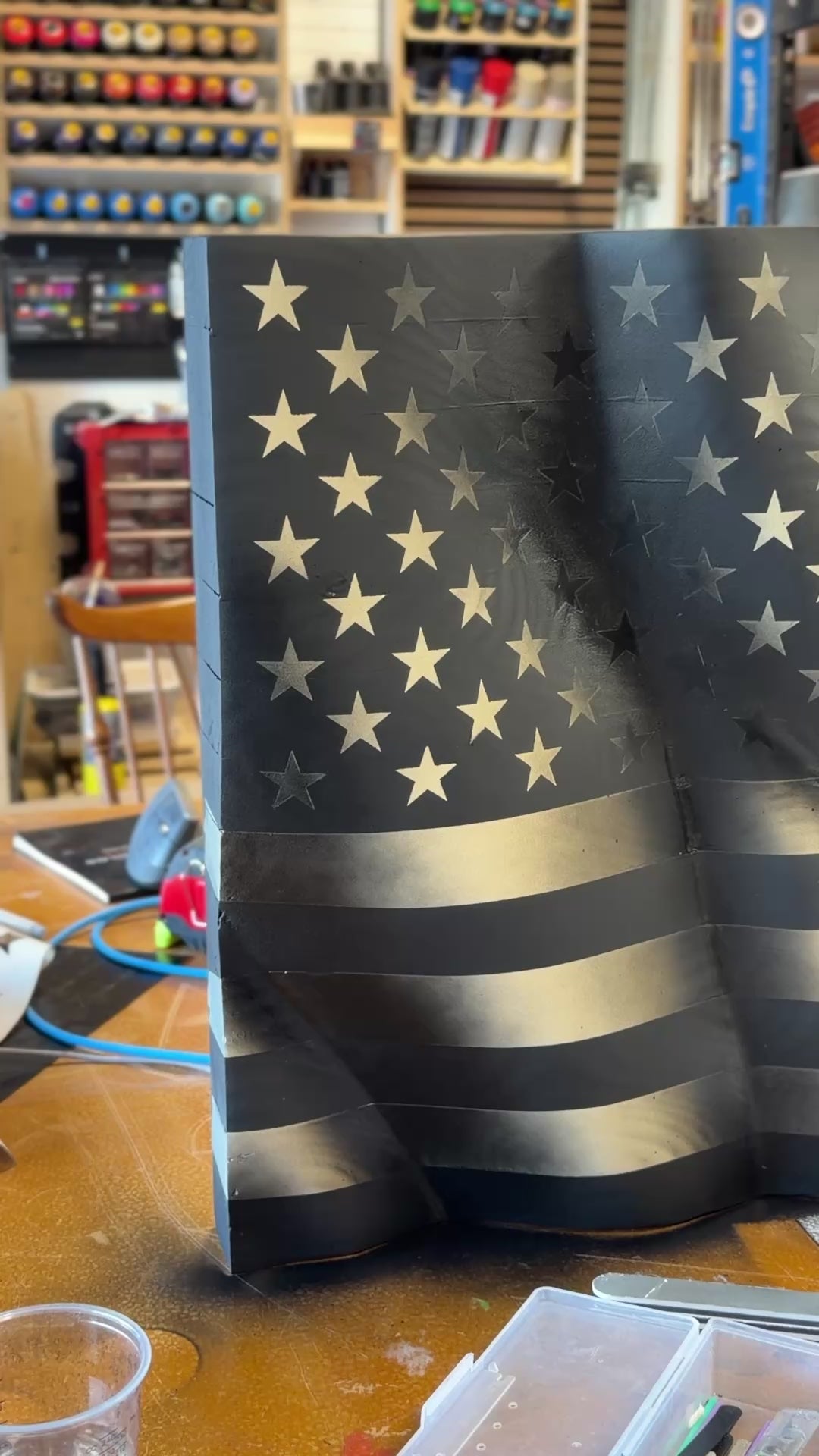 The Spec-Ops Edition: Hand-Sculpted Waving Tactical Wooden American Flag